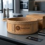 Nest & Nook Round Wooden Decorative Serving Basket Tray with Jute Rope Handles - Image 2