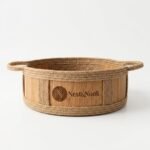 Nest & Nook Round Wooden Decorative Serving Basket Tray with Jute Rope Handles