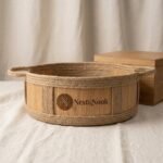 Nest & Nook Round Wooden Decorative Serving Basket Tray with Jute Rope Handles - Image 3